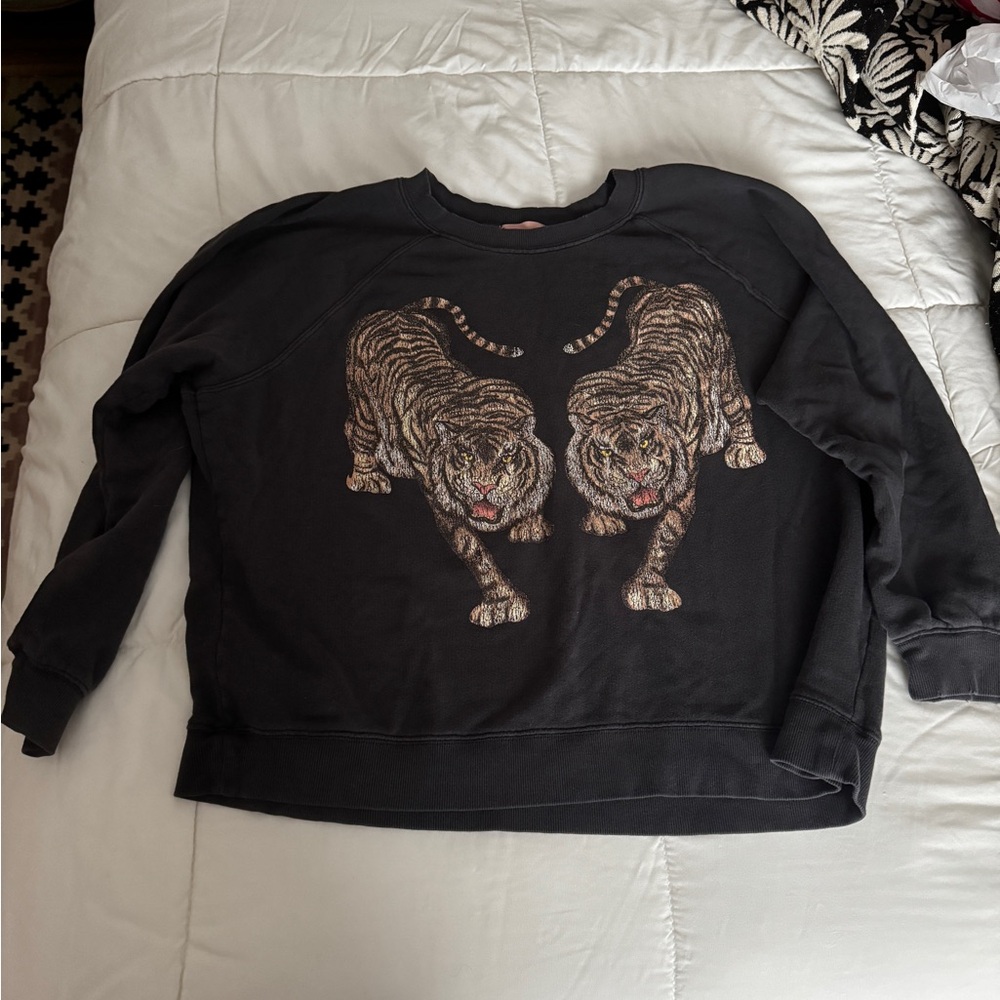 Show Me Your Mumu Black Tiger Print Sweatshirt -Size Medium